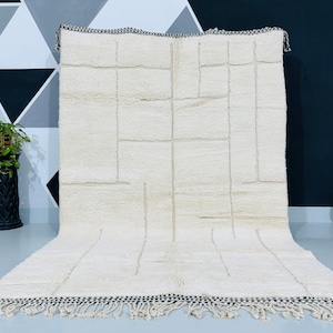 Beni Ouarain Rug Moroccan Design, Handwoven Area Rug, Boho Rug Decor, Tribal Berber Carpet, Neutral Wool Rug