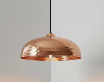 Rustic Copper Pendant Light,  Farmhouse Kitchen Island , Boho Lighting ,Copper Hanging Lamp