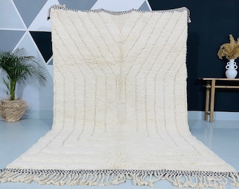 Handmade Moroccan carpet - Custom White rug - Beni Ourain area
