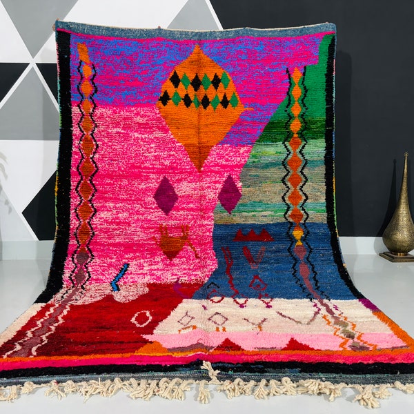 Boujaad rug, Handmade wool rug, Berber carpet, Soft wool rug, Vintage rug, Home decor rug, Wool rug, Pink rug, Moroccan Vintage rug