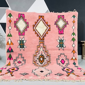 Light Pink Rug, Beni Ourain Rug, Moroccan Rug Pink, Handmade Rug, Genuine Wool Rug, Custom Area Rug, Pink Color Rug