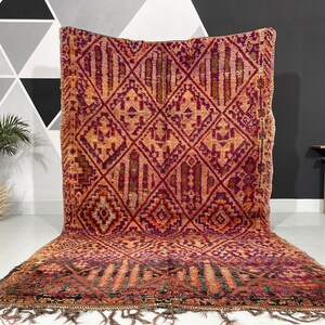 Vintage Purple Beni Mguild Rug, Authentic Moroccan Rug,  210 cm x 333 cm = 6.8 ft x 10.9 ft