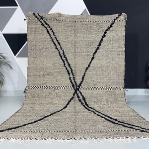 Flat Area Rug, Handmade Rug, Black and White Rug, Custom Black Rug, Flatweave Kilim, Moroccan Rug, Black Rug,6.6 ft x 10.3 ft