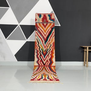 Moroccan Runner Rug, Berber Handmade wool rug, Vintage Hallway rug, Moroccan rug Runner, Berber runner rug, Wool runner.