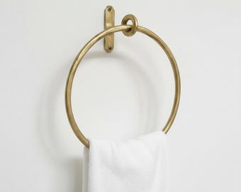 Handmade Hammered Brass Towel Ring: Rustic Moroccan Decor