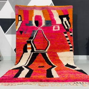 Pink Moroccan rug, Berber rug, Vintage Boujaad rug, Naturel wool rug, Boho rug, Handmade wool rug, bohemian rug