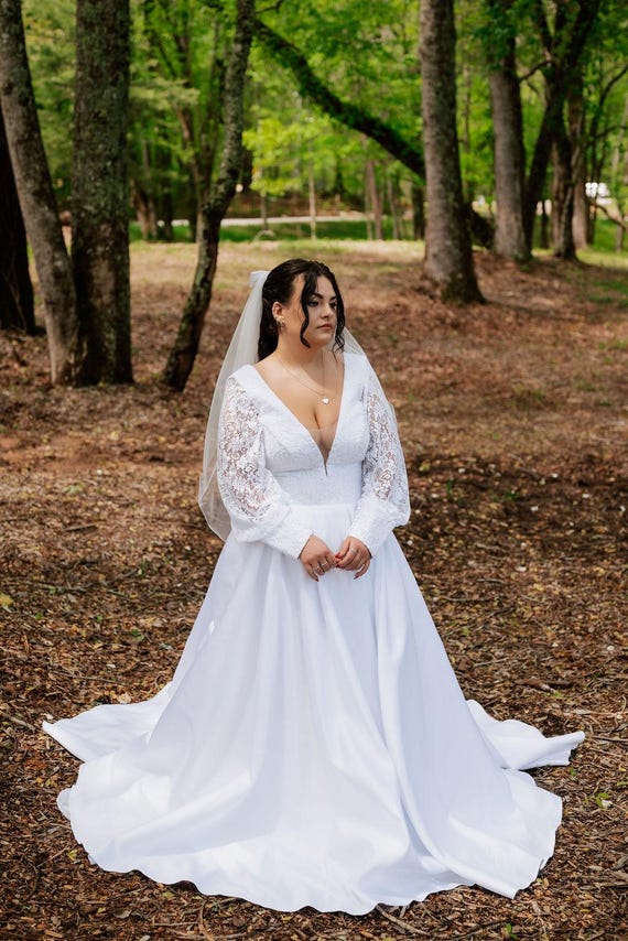 knee length dresses for ladies Lace Satin Mermaid Wedding Dress, Gorgeous Fitted Bridal Gown, Romanti   Tesoro Si NYC