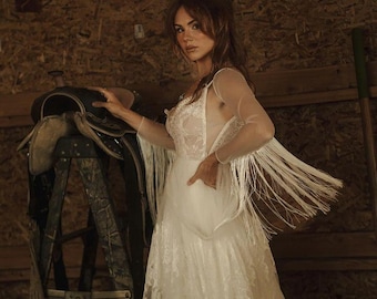 Detachable Fringe Wedding Dress Sleeves