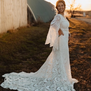 The "Georgia" Boho Western Lace Wedding Gown