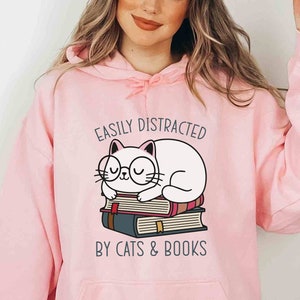 Book Lover Hoodie, Funny Cat Hoodie, Bookish Sweater, Cat Lover Hoodie, Cat and Books, Cat Owner Gifts, Cat Mom Sweater, Gift for Librarian