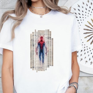 Spiderman T-shirt, Marvel Shirt, Super Hero TShirt, Friendly Neighbourhood Blueprint Top, Comic Book Legend, Avanger Tee, Peter Parker Gift bild 1