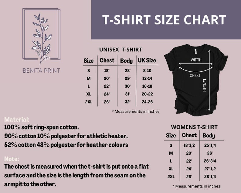 a women's t - shirt size chart with measurements