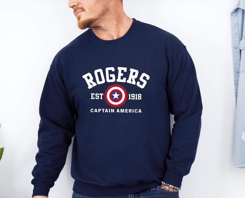 Sudadera Rogers 1918, suéter Rogers, jersey de cuello redondo de los Vengadores, camiseta del Capitán América, superhéroe de Marvel, Avengers Assemble, suéter del Soldado del Invierno imagen 5