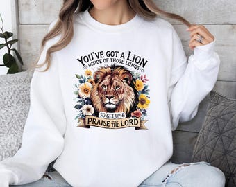 Lion of Judah Christian Sweatshirt, Faith-Based Apparel, Lion of Judah Sweater, Praise the Lord Christian Jumper, Christian Religious Top
