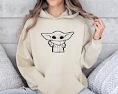 Baby Yoda Hoodie, The Mandalorian Pullover, Star Wars Fan Gift, Star Wars Jumper, Baby Yoda Hoodie, Star Wars Kids Hoodie, Womens Grogu Top