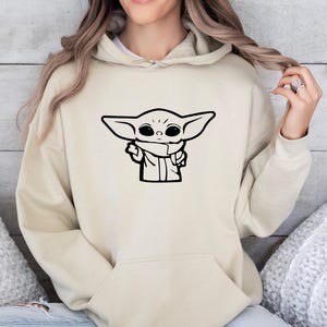 Baby Yoda Hoodie, The Mandalorian Pullover, Star Wars Fan Gift, Star Wars Jumper, Baby Yoda Hoodie, Star Wars Kids Hoodie, Womens Grogu Top image 1