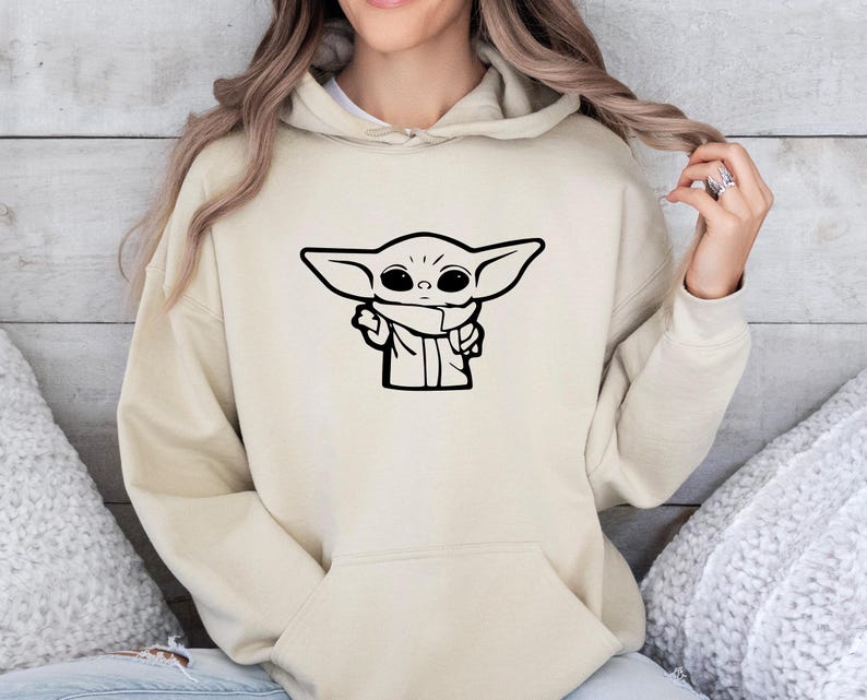 Baby Yoda Hoodie, The Mandalorian Pullover, Star Wars Fan Gift, Star Wars Jumper, Baby Yoda Hoodie, Star Wars Kids Hoodie, Womens Grogu Top image 1