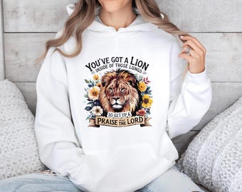 Lion of Judah Christian Hoodie, Faith-Based Apparel, Lion of Judah Pullover, Praise the Lord Christian Jumper, Christian Religious Top
