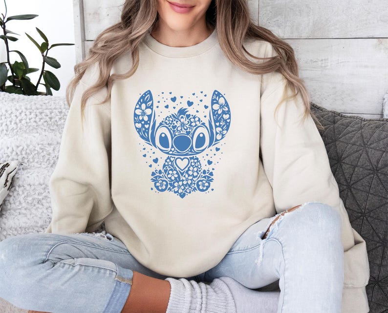 Stitch Sweatshirt, Stitch Disney Jumper, Lilo and Stitch Crewneck, Vacation Sweatshirt, Cute Beach Sweatshirt, Cute Stitch Top image 3