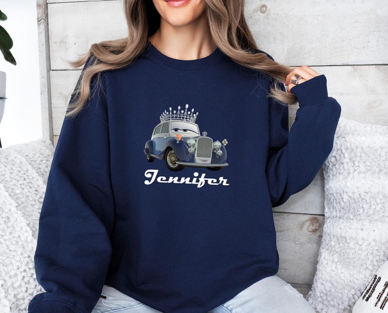 Personalized Cartoon Cars Name Sweatshirt, Disney Cars Crewneck, Lightning Mcqueen Jumper, Fillmore, Francesco Bernoulli, Mater, Doc Hudson image 7