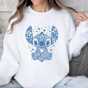 Stitch Sweatshirt, Stitch Disney Jumper, Lilo and Stitch Crewneck, Vacation Sweatshirt, Cute Beach Sweatshirt, Cute Stitch Top image 1