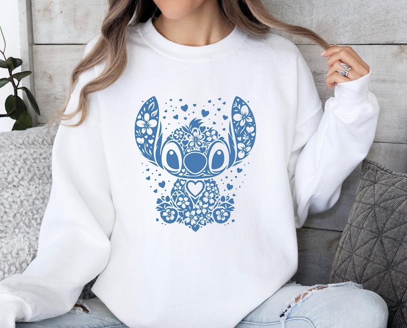 Stitch Sweatshirt, Stitch Disney Jumper, Lilo and Stitch Crewneck, Vacation Sweatshirt, Cute Beach Sweatshirt, Cute Stitch Top image 1