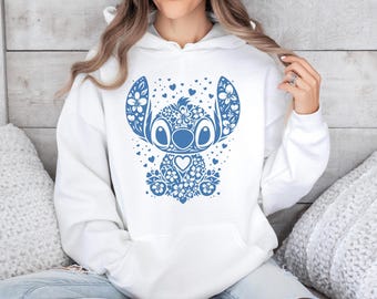 Stitch Hoodie, Stitch Disney Jumper, Lilo and Stitch, Vacation Hoodie, Cute Beach Pullover, Cute Stitch Jumper