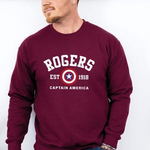 Sudadera Rogers 1918, suéter Rogers, jersey de cuello redondo de los Vengadores, camiseta del Capitán América, superhéroe de Marvel, Avengers Assemble, suéter del Soldado del Invierno imagen 4