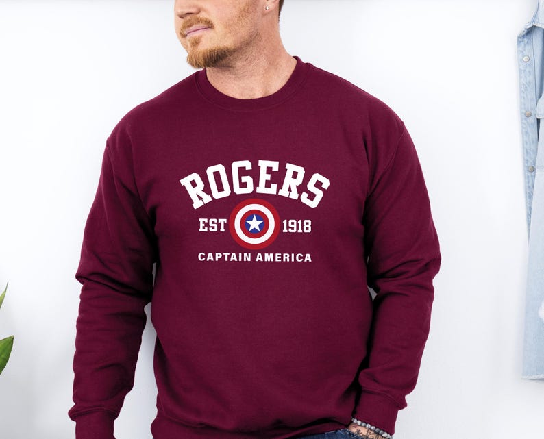 Sudadera Rogers 1918, suéter Rogers, jersey de cuello redondo de los Vengadores, camiseta del Capitán América, superhéroe de Marvel, Avengers Assemble, suéter del Soldado del Invierno imagen 4