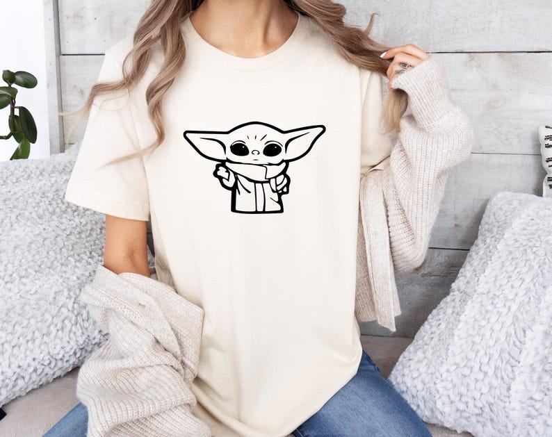 Baby Yoda T-Shirt, The Mandalorian Shirt, Cute Star Wars Shirt, Pocket Grogu Shirt, Movie Night Party Tee, Movie Lovers Gift, Baby Alien Tee image 1