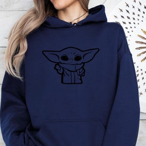 Baby Yoda Hoodie, The Mandalorian Pullover, Star Wars Fan Gift, Star Wars Jumper, Baby Yoda Hoodie, Star Wars Kids Hoodie, Womens Grogu Top image 4