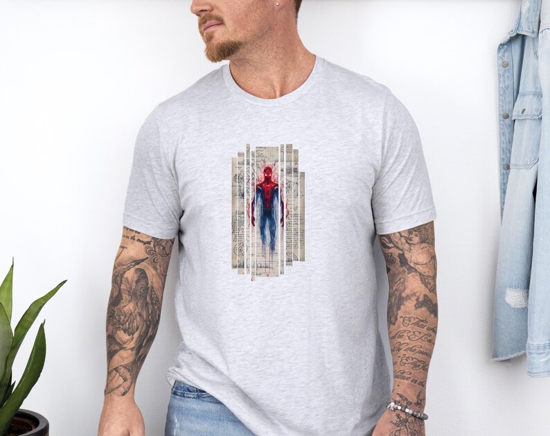 Spiderman T-shirt, Marvel Shirt, Super Hero TShirt, Friendly Neighbourhood Blueprint Top, Comic Book Legend, Avanger Tee, Peter Parker Gift bild 3