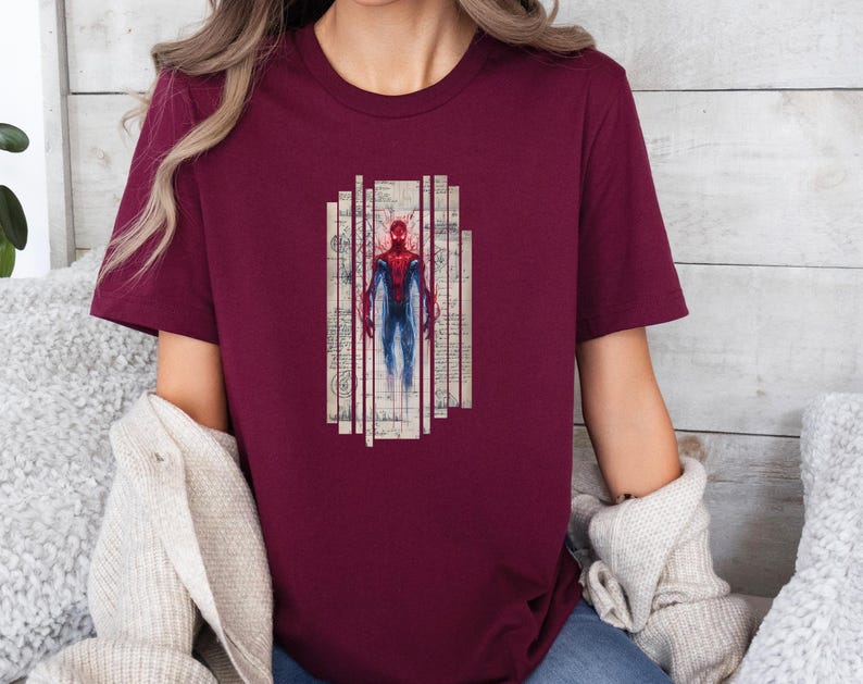 Spiderman T-shirt, Marvel Shirt, Super Hero TShirt, Friendly Neighbourhood Blueprint Top, Comic Book Legend, Avanger Tee, Peter Parker Gift bild 7