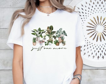 Camiseta de plantas de interior, camiseta de plantas botánicas con acuarela, camiseta de jardinería, Just One More Apparel