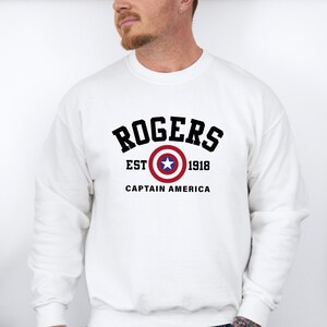Sudadera Rogers 1918, suéter Rogers, jersey de cuello redondo de los Vengadores, camiseta del Capitán América, superhéroe de Marvel, Avengers Assemble, suéter del Soldado del Invierno imagen 3