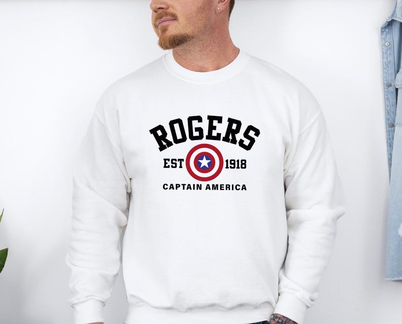 Sudadera Rogers 1918, suéter Rogers, jersey de cuello redondo de los Vengadores, camiseta del Capitán América, superhéroe de Marvel, Avengers Assemble, suéter del Soldado del Invierno imagen 3