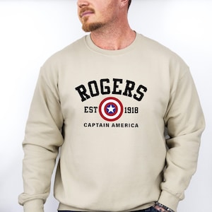 Sudadera Rogers 1918, suéter Rogers, jersey de cuello redondo de los Vengadores, camiseta del Capitán América, superhéroe de Marvel, Avengers Assemble, suéter del Soldado del Invierno imagen 1