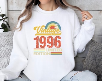 Vintage Limited Edition Sweatshirt, Custom Birth Year Retro Crewneck, Aesthetic Sunset Palm Tree Jumper, Groovy Old School Sweater
