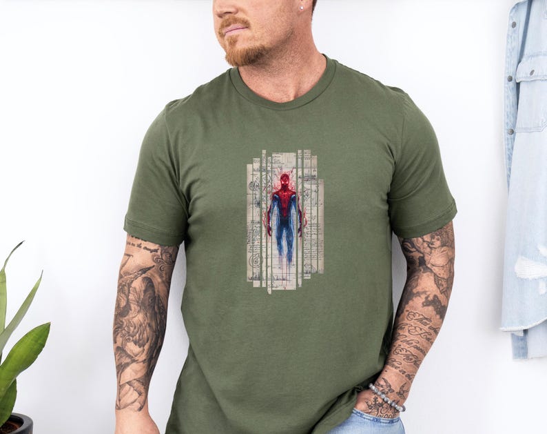 Spiderman T-shirt, Marvel Shirt, Super Hero TShirt, Friendly Neighbourhood Blueprint Top, Comic Book Legend, Avanger Tee, Peter Parker Gift bild 5