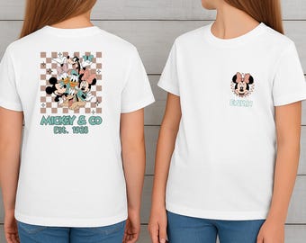 Personalised Kids Mickey And Friends T.Shirt, Toddler Boy Gift, Checkered Minnie Mouse Tee, Mickey And Co Tshirt, Disney Boy Girl Shirt