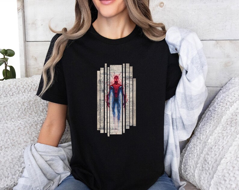 Spiderman T-shirt, Marvel Shirt, Super Hero TShirt, Friendly Neighbourhood Blueprint Top, Comic Book Legend, Avanger Tee, Peter Parker Gift bild 2
