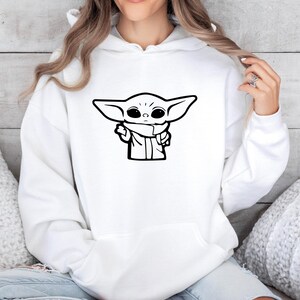 Baby Yoda Hoodie, The Mandalorian Pullover, Star Wars Fan Gift, Star Wars Jumper, Baby Yoda Hoodie, Star Wars Kids Hoodie, Womens Grogu Top image 2