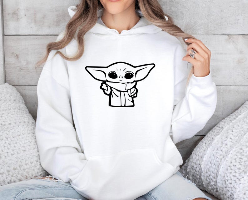 Baby Yoda Hoodie, The Mandalorian Pullover, Star Wars Fan Gift, Star Wars Jumper, Baby Yoda Hoodie, Star Wars Kids Hoodie, Womens Grogu Top image 2