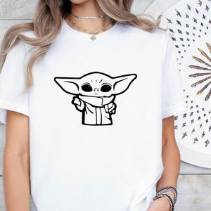 Baby Yoda T-Shirt, The Mandalorian Shirt, Cute Star Wars Shirt, Pocket Grogu Shirt, Movie Night Party Tee, Movie Lovers Gift, Baby Alien Tee image 2