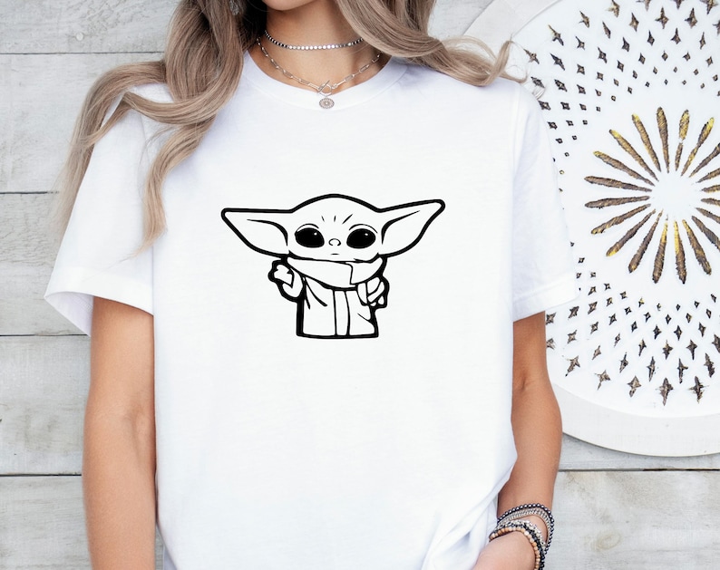 Baby Yoda T-Shirt, The Mandalorian Shirt, Cute Star Wars Shirt, Pocket Grogu Shirt, Movie Night Party Tee, Movie Lovers Gift, Baby Alien Tee image 2