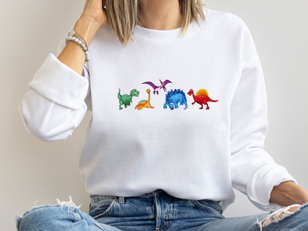 DINOSAUR STAMP FLEECE GIRLS SWEATSHIRT - OFF WHITE