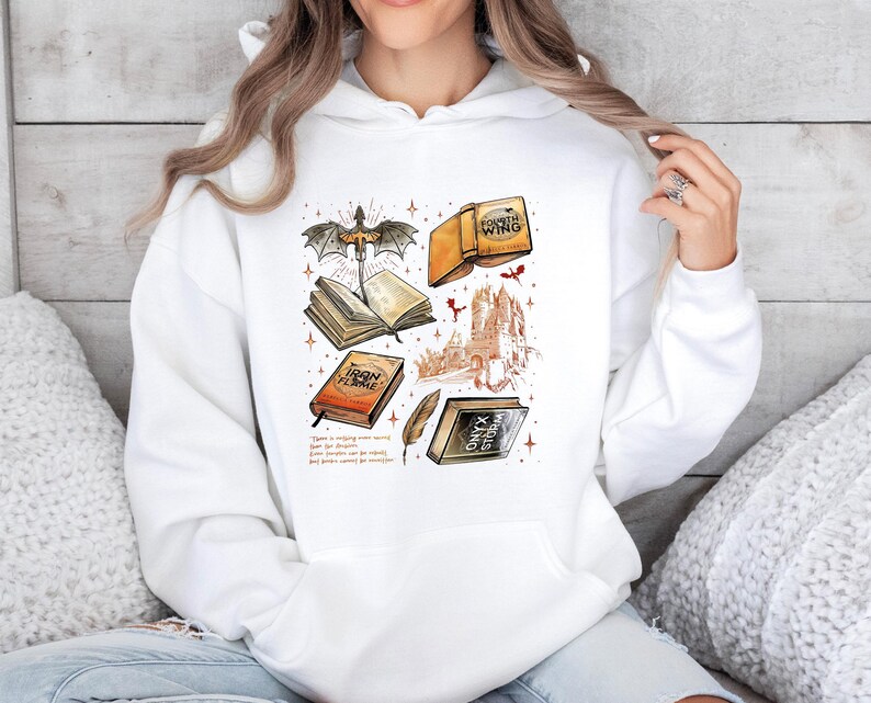 Iron Flame Hoodie, Onyx Storm Pullover, Fourth Wing Bookish Hoodie, Fantasy Dragon Top, Rebecca Yarros Hoodie, Book Lovers Gift Bild 3