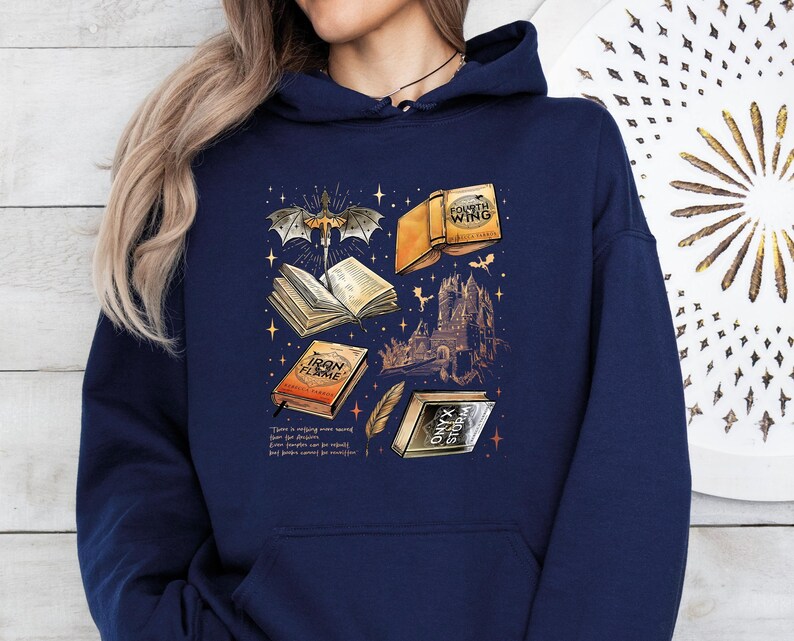 Iron Flame Hoodie, Onyx Storm Pullover, Fourth Wing Bookish Hoodie, Fantasy Dragon Top, Rebecca Yarros Hoodie, Book Lovers Gift Bild 2