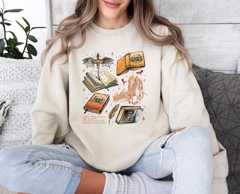 Iron Flame Sweatshirt, Onyx Storm Sweater, Fourth Wing Bookish Top, Fantasy Dragon Jumper, Rebecca Yarros Sweatshirt, Book Lovers Gift image 1