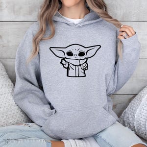 Baby Yoda Hoodie, The Mandalorian Pullover, Star Wars Fan Gift, Star Wars Jumper, Baby Yoda Hoodie, Star Wars Kids Hoodie, Womens Grogu Top image 3